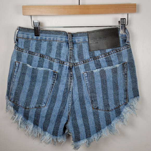 One Teaspoon Zephyr Outlaws Button Fly Pinstripe Shorts Size 24 - Picture 7 of 11